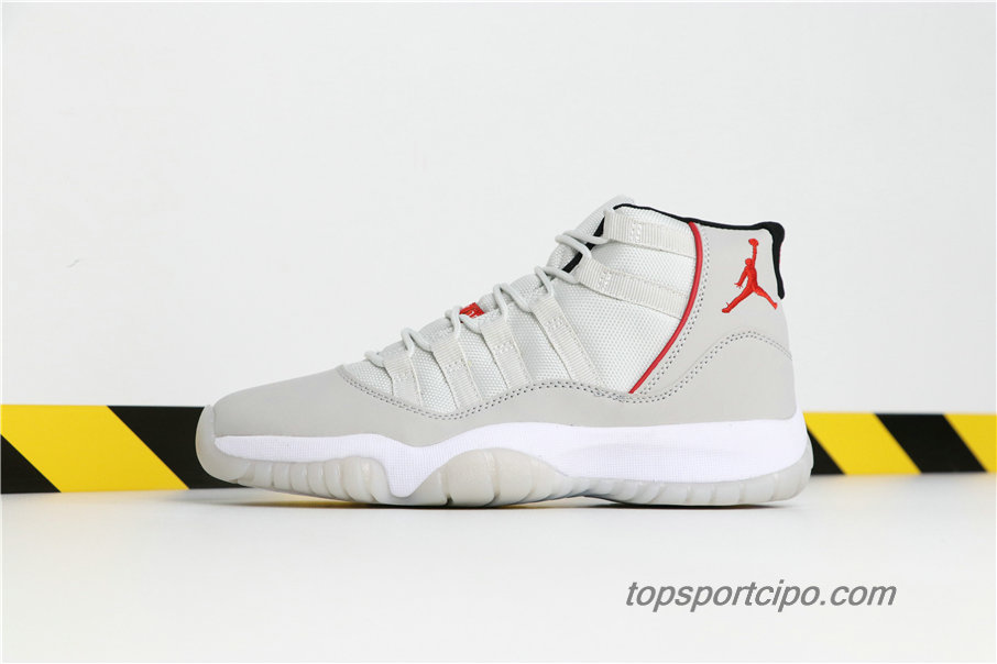 Air Jordan 11 Retro Platinum Tint Férfi Cipő 378037-016 (Szürke / Fehér / Piros)